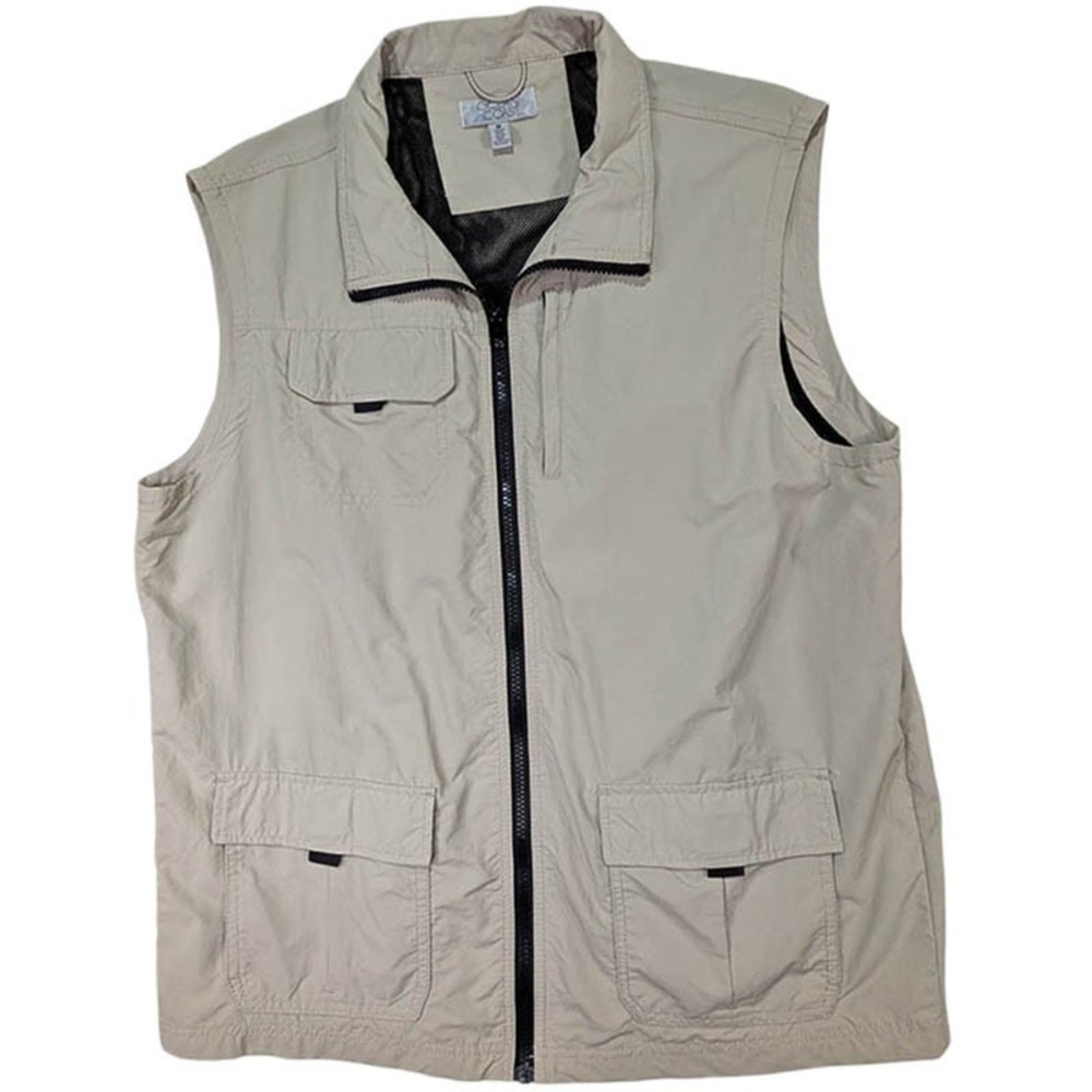 Ocean Coast Utility Fishing Cargo Vest Mens M Khaki Utility Techwear Granola Guy